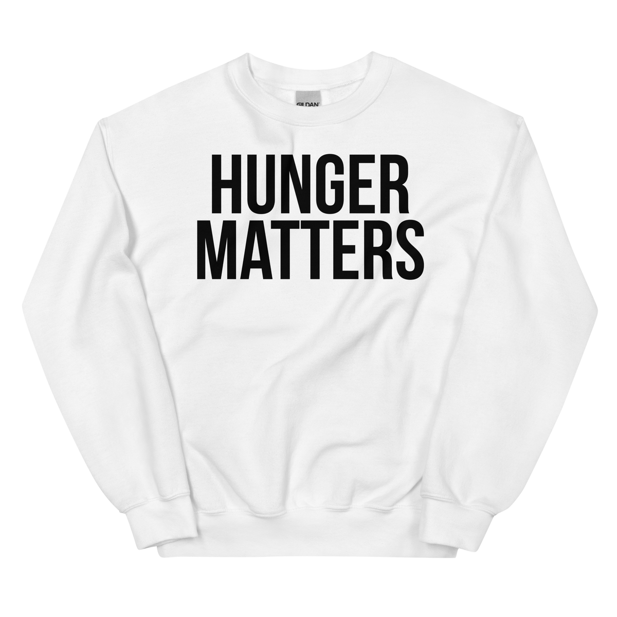 HUNGER MATTERS Crew Neck Sweatshirt - White/Black Letters (S-5XL)