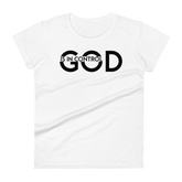 GOD IS IN CONTROL Short Sleeve Fit Tee Women's - White/Black Letters (S-2XL)