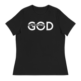 GOD IS IN CONTROL Short Sleeve Women's Relaxed T-Shirt - Black/White Letters (S-3XL)